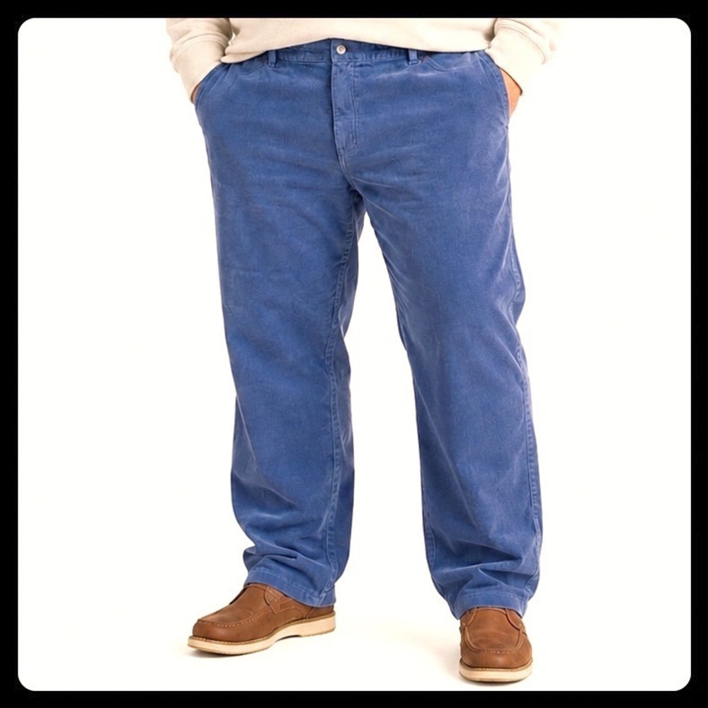 Peter Millar Crown Superior Corduroy Pants Men 44x30 Blue Soft 2-Way Stretch NWT